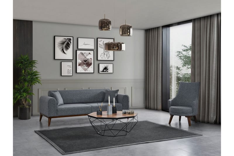 Akio Modern Rund Fåtölj i Tyg - Grå - Möbler - Stolar & fåtöljer - Fåtölj