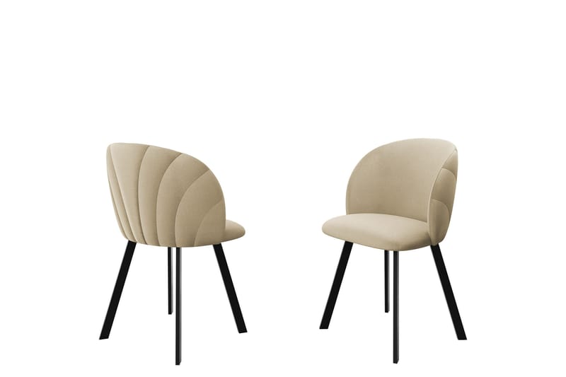 Akitomo Matstol i Tyg med Metallben, Beige