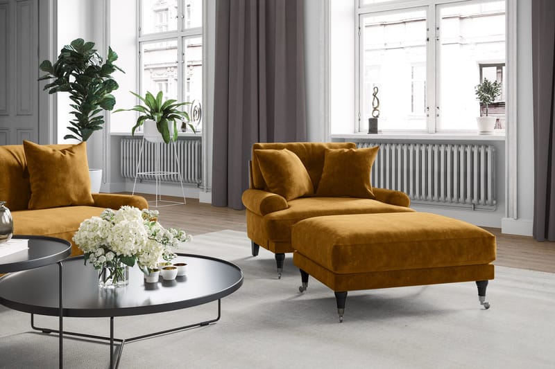 Andrew Loveseat Sammet - Amber/Krom - Möbler - Stolar & fåtöljer - Fåtölj