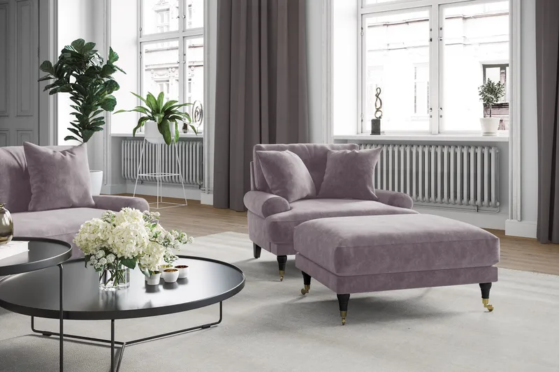 Andrew Loveseat Sammet - Lila/Mässing - Möbler - Stolar & fåtöljer - Fåtölj