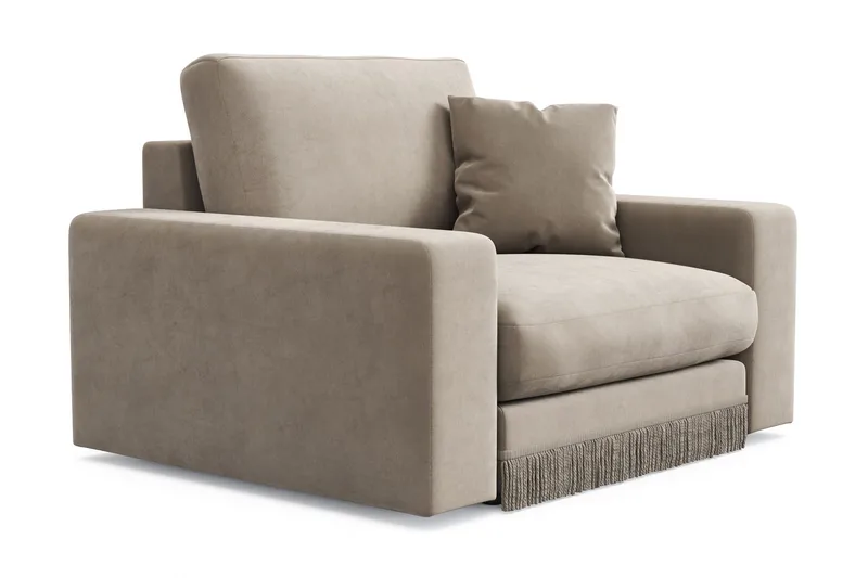 Arken Lyx Djup Sammetsfåtölj - Beige - Möbler - Stolar & fåtöljer - Fåtölj