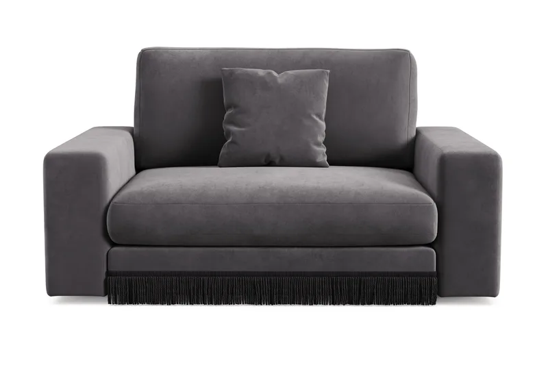 Arken Lyx Stor Djup Sammetsfåtölj, Mörkgrå