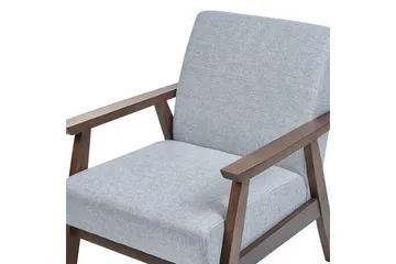 Asnes Retro Fåtölj med Armstöd i Tyg med Trästativ - Grå - Möbler - Stolar & fåtöljer - Fåtölj