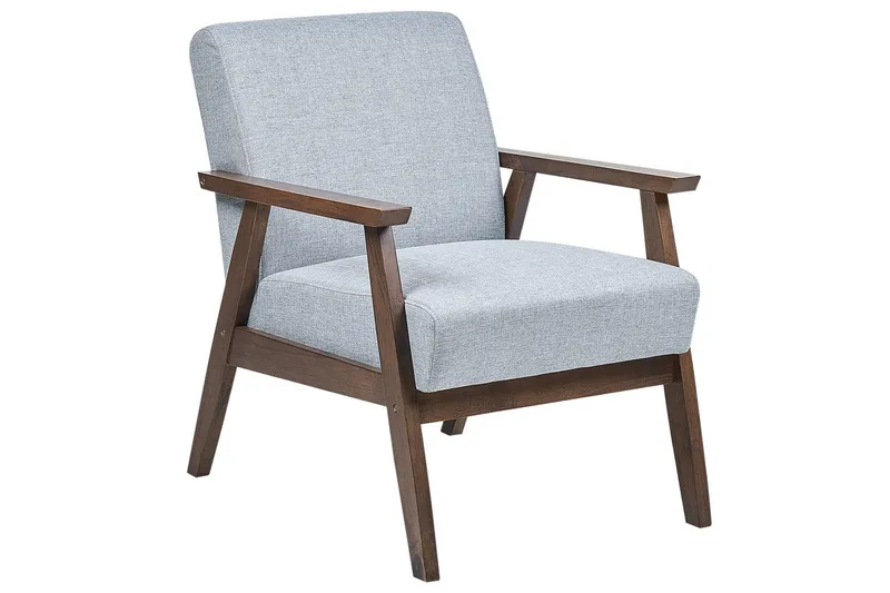 Asnes Retro Fåtölj med Armstöd i Tyg med Trästativ, Grå