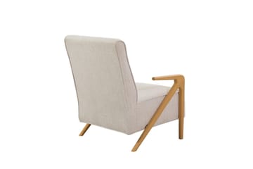 Austen Fåtölj i Tyg med Träarmstöd - Beige - Möbler - Stolar & fåtöljer - Fåtölj