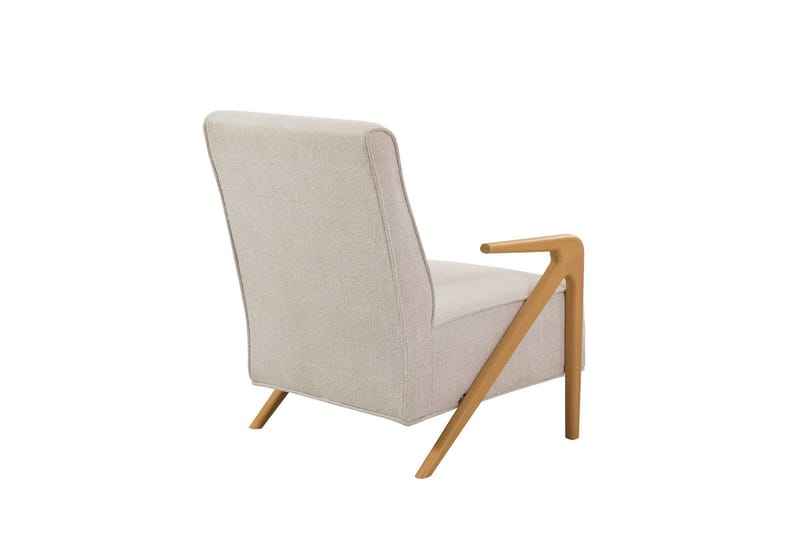 Austen Fåtölj i Tyg med Träarmstöd - Beige - Möbler - Stolar & fåtöljer - Fåtölj