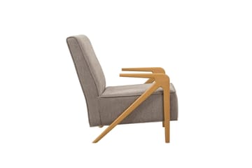 Austen Fåtölj i Tyg med Träarmstöd - Brun - Möbler - Stolar & fåtöljer - Fåtölj