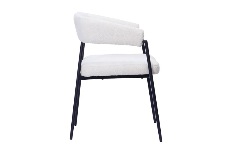 Ayana Matstol med armstöd - Vit Bouclé / Metallben Svart - Möbler - Stolar & fåtöljer - Matstol & köksstol