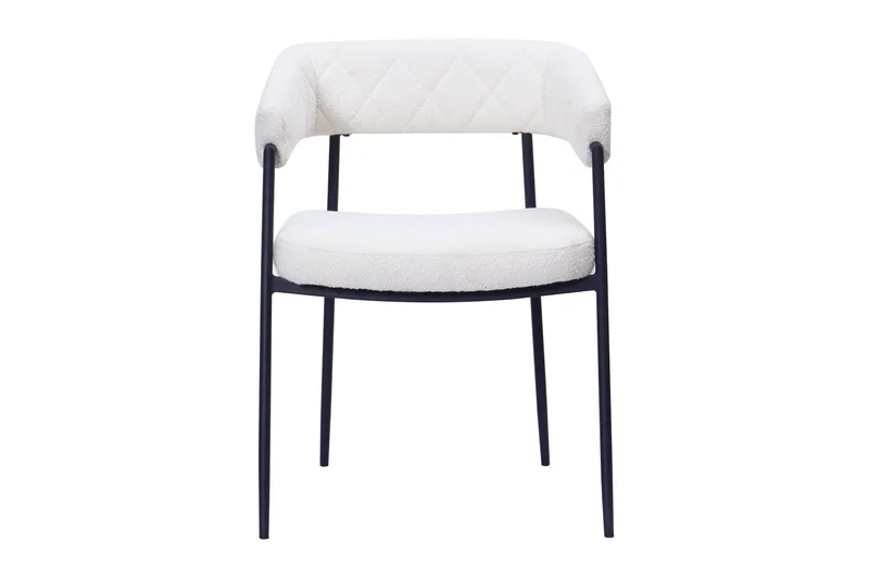 Ayana Matstol med armstöd, Vit Bouclé / Metallben Svart