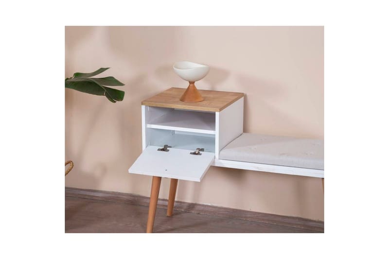 Bänk Vit / Ek - Vit - Möbler - Stolar & fåtöljer - Pall & puff