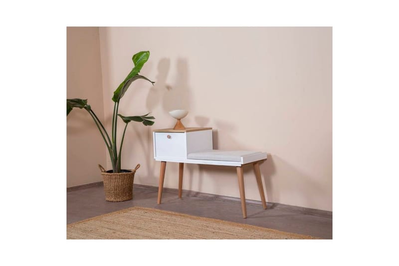 Bänk Vit / Ek - Vit - Möbler - Stolar & fåtöljer - Pall & puff