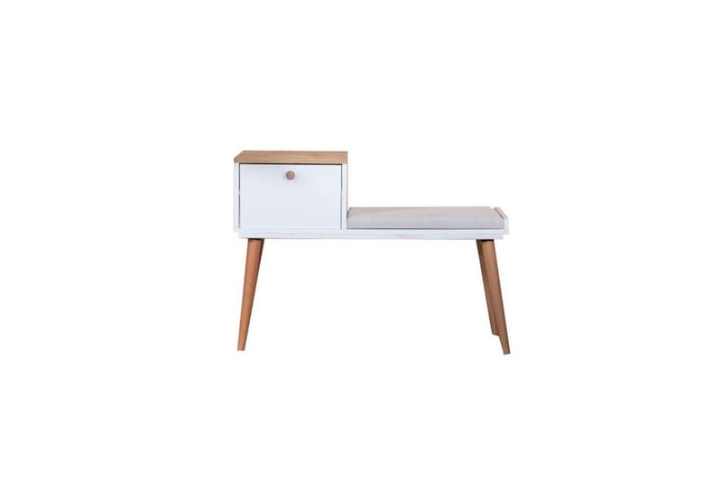 Bänk Vit / Ek - Vit - Möbler - Stolar & fåtöljer - Pall & puff