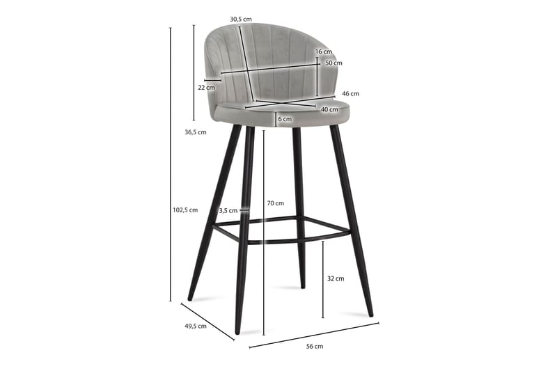Babby Barstol 103 cm - Ljusgrå - Möbler - Stolar & fåtöljer - Barstol & barpall