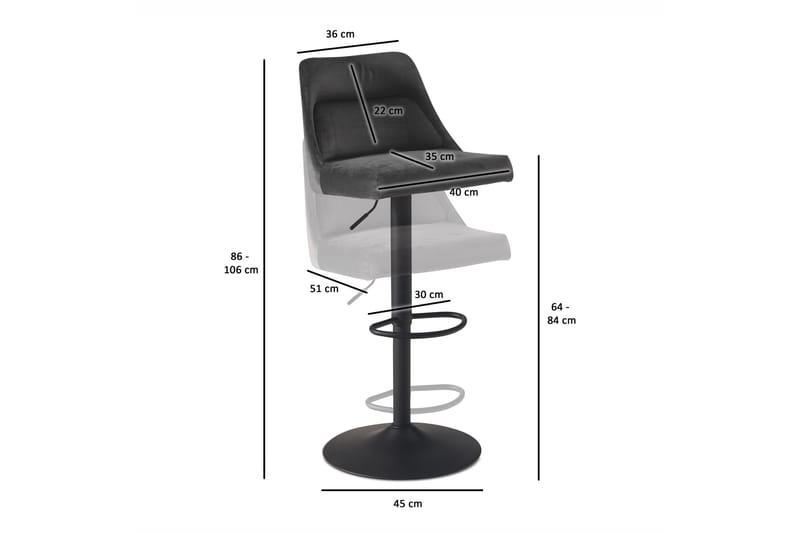 Baccha Barstol 106 cm - Mörkgrå - Möbler - Stolar & fåtöljer - Barstol & barpall