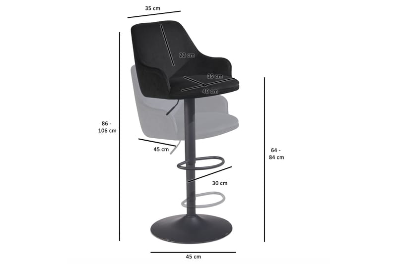 Badan Barstol 106 cm - Antracit - Möbler - Stolar & fåtöljer - Barstol & barpall