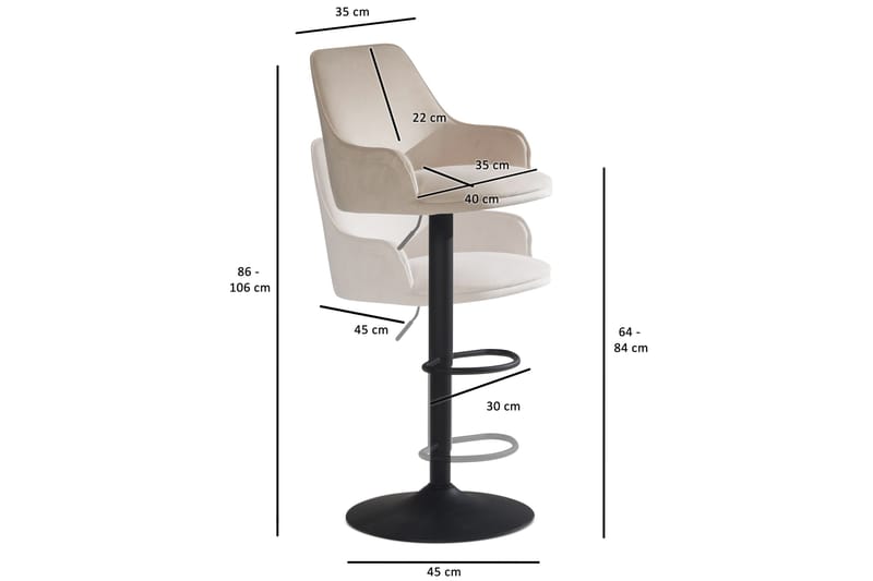 Badan Barstol 106 cm - Beige - Möbler - Stolar & fåtöljer - Barstol & barpall