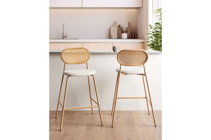 Barstol Adaver set om 2 Ljus Trä-Beige - Ljus Trä-Beige - Möbler - Stolar & fåtöljer - Barstol & barpall