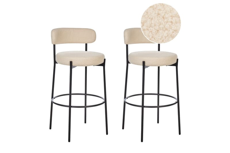 Barstol Allison set om 2 Beige-Svart - Beige-Svart - Möbler - Stolar & fåtöljer - Barstol & barpall