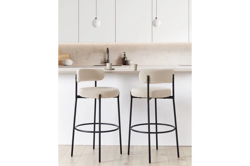 Barstol Allison set om 2 Beige-Svart - Beige-Svart - Möbler - Stolar & fåtöljer - Barstol & barpall