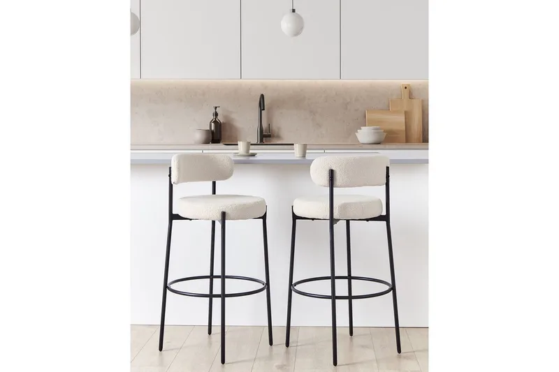 Barstol Allison set om 2 Vit-Svart - Vit-Svart - Möbler - Stolar & fåtöljer - Barstol & barpall