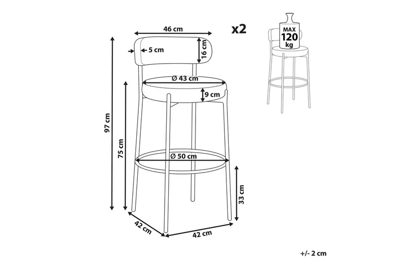 Barstol Allison set om 2 Vit-Svart - Vit-Svart - Möbler - Stolar & fåtöljer - Barstol & barpall