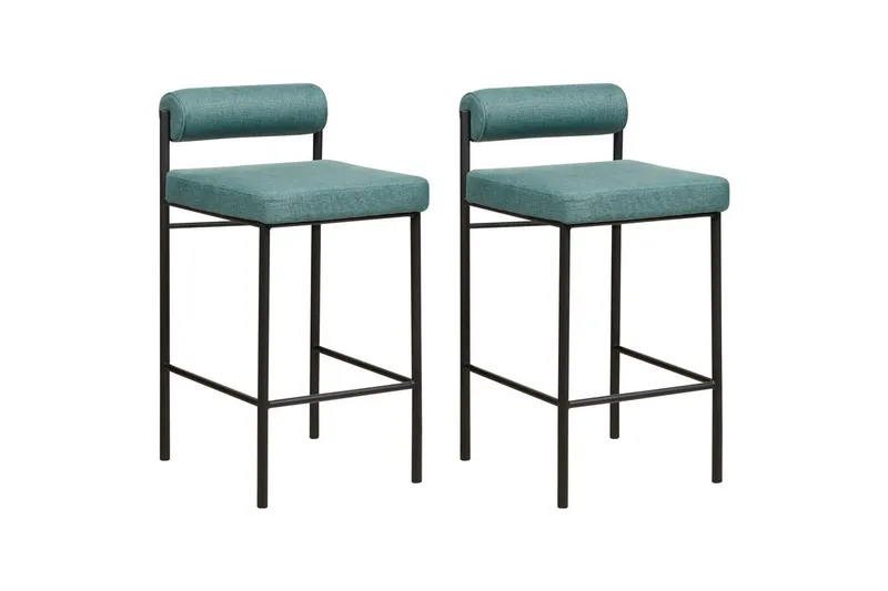 Barstol Amaya set om 2 Blågrön-Svart, Polyester, Blågrön-Svart, Polyester