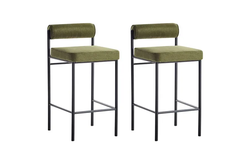 Barstol Amaya set om 2 Grön-Svart, Polyester - Grön-Svart, Polyester - Möbler - Stolar & fåtöljer - Barstol & barpall