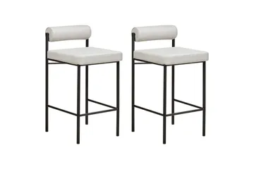 Barstol Amaya set om 2 Ljusgrå-Svart, Polyester