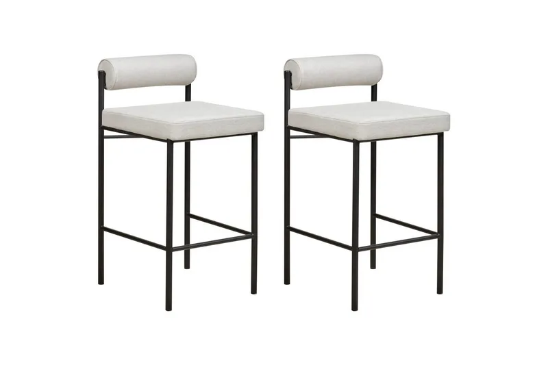 Barstol Amaya set om 2 Ljusgrå-Svart, Polyester - Ljusgrå-Svart, Polyester - Möbler - Stolar & fåtöljer - Barstol & barpall