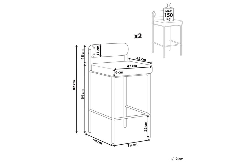 Barstol Amaya set om 2 Vit-Svart, Bouclé - Vit-Svart, Bouclé - Möbler - Stolar & fåtöljer - Barstol & barpall