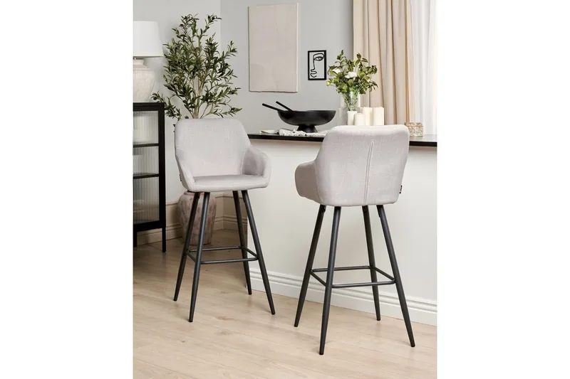 Barstol Casmalia set om 2 Beige-Svart - Beige-Svart - Möbler - Stolar & fåtöljer - Barstol & barpall