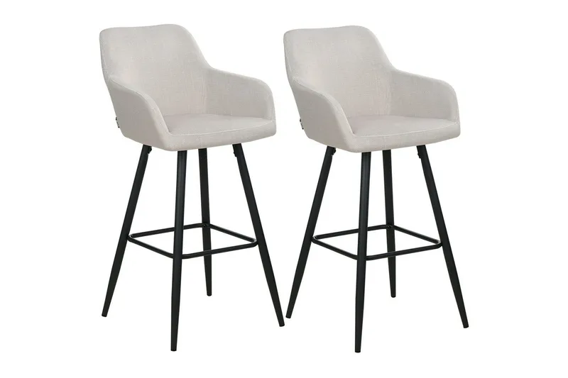 Barstol Casmalia set om 2 Beige-Svart - Beige-Svart - Möbler - Stolar & fåtöljer - Barstol & barpall