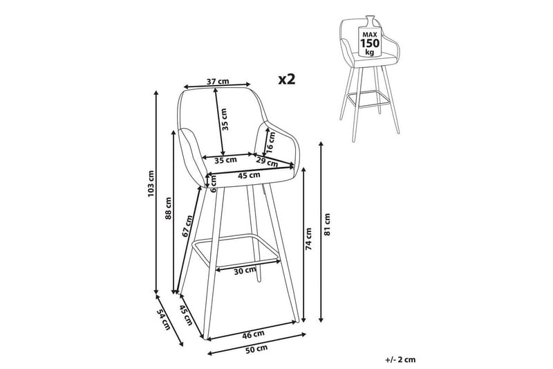 Barstol Casmalia set om 2 Beige/svart - Beige/svart - Möbler - Stolar & fåtöljer - Barstol & barpall