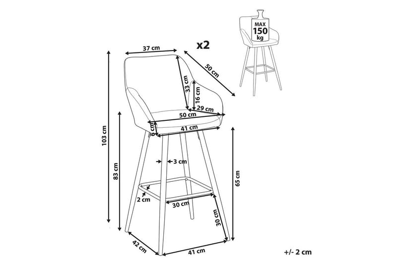 Barstol Casmalia set om 2 Blå-Svart - Blå-Svart - Möbler - Stolar & fåtöljer - Barstol & barpall