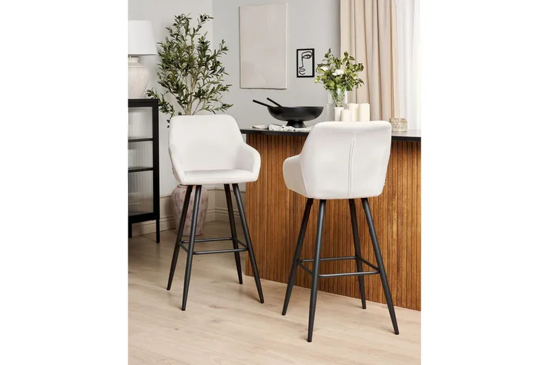 Barstol Casmalia set om 2 Vit-Svart - Vit-Svart - Möbler - Stolar & fåtöljer - Barstol & barpall