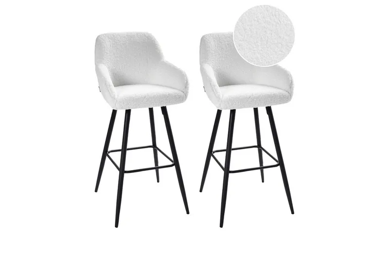 Barstol Casmalia set om 2 Vit/Svart, Vit/Svart