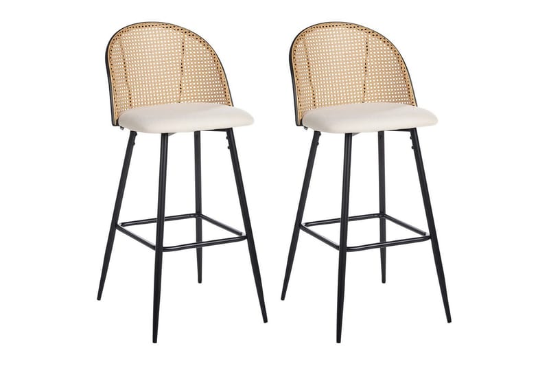 Barstol Cornell set om 2 Svart-Beige-Ljust Trä - Svart-Beige-Ljust Trä - Möbler - Stolar & fåtöljer - Barstol & barpall