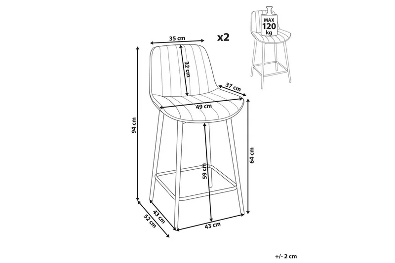 Barstol Dubrovnik set om 2 Beige-Svart - Beige-Svart - Möbler - Stolar & fåtöljer - Barstol & barpall