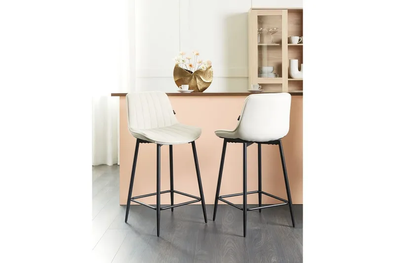 Barstol Dubrovnik set om 2 Beige-Svart - Beige-Svart - Möbler - Stolar & fåtöljer - Barstol & barpall