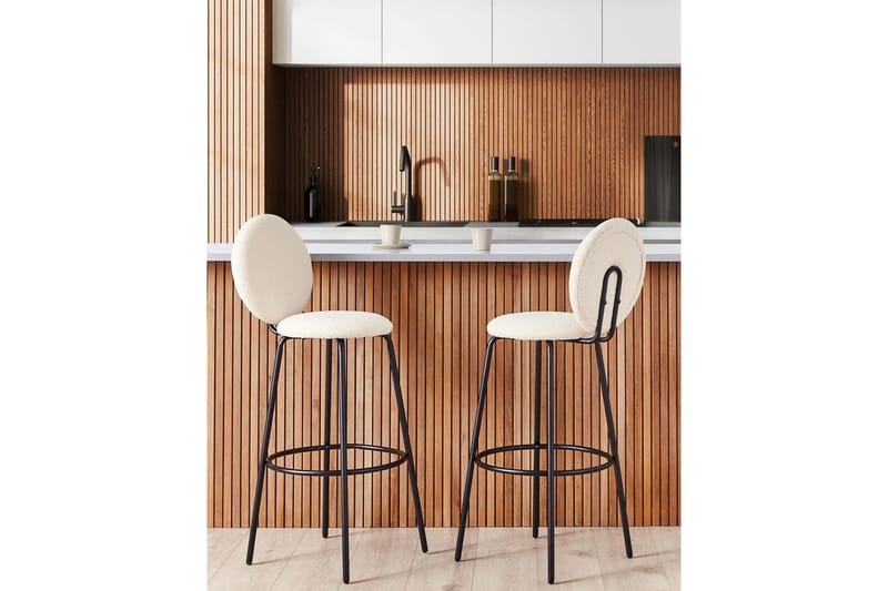 Barstol Emery set om 2 Beige-Svart - Beige-Svart - Möbler - Stolar & fåtöljer - Barstol & barpall