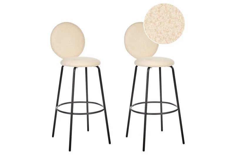 Barstol Emery set om 2 Beige-Svart, Beige-Svart