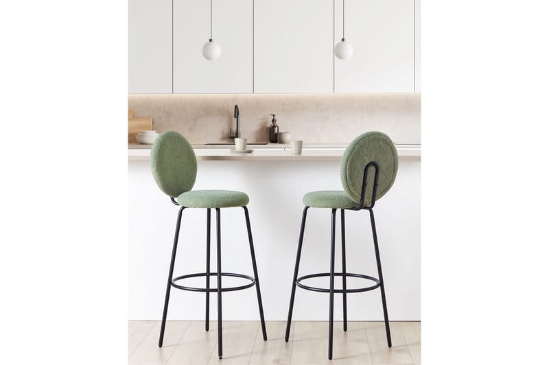Barstol Emery set om 2 Ljusgrön-Svart - Ljusgrön-Svart - Möbler - Stolar & fåtöljer - Barstol & barpall