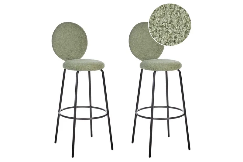 Barstol Emery set om 2 Ljusgrön-Svart, Ljusgrön-Svart