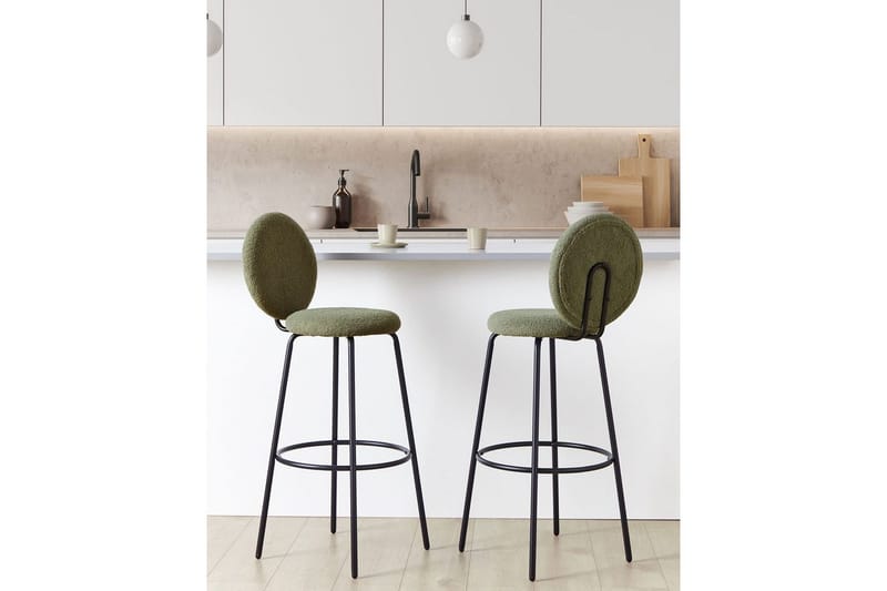 Barstol Emery set om 2 Mörkgrön-Svart - Mörkgrön-Svart - Möbler - Stolar & fåtöljer - Barstol & barpall