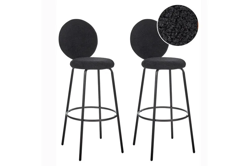 Barstol Emery set om 2 Svart, Svart