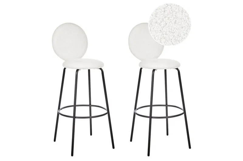 Barstol Emery set om 2 Vit-Svart, Vit-Svart