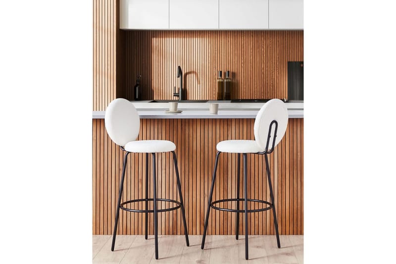 Barstol Emery set om 2 Vit-Svart - Vit-Svart - Möbler - Stolar & fåtöljer - Barstol & barpall