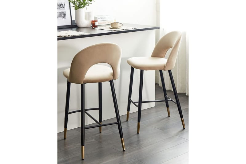 Barstol Falton set om 2 Beige-Svart-Guld - Beige-Svart-Guld - Möbler - Stolar & fåtöljer - Barstol & barpall