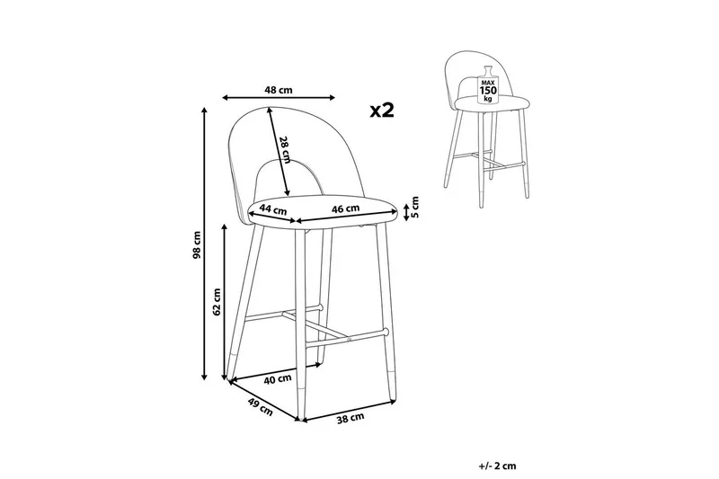 Barstol Falton set om 2 Beige-Svart-Guld - Beige-Svart-Guld - Möbler - Stolar & fåtöljer - Barstol & barpall