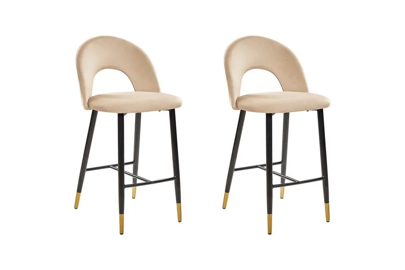 Barstol Falton set om 2 Beige-Svart-Guld - Beige-Svart-Guld - Möbler - Stolar & fåtöljer - Barstol & barpall